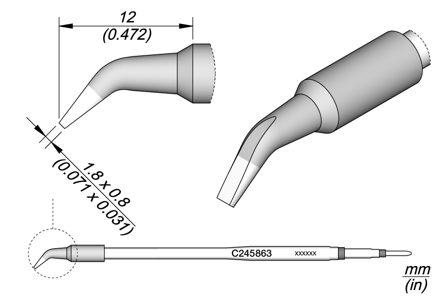 C245863 - Chisel Bent Cartridge 1.8 x 0.8 L